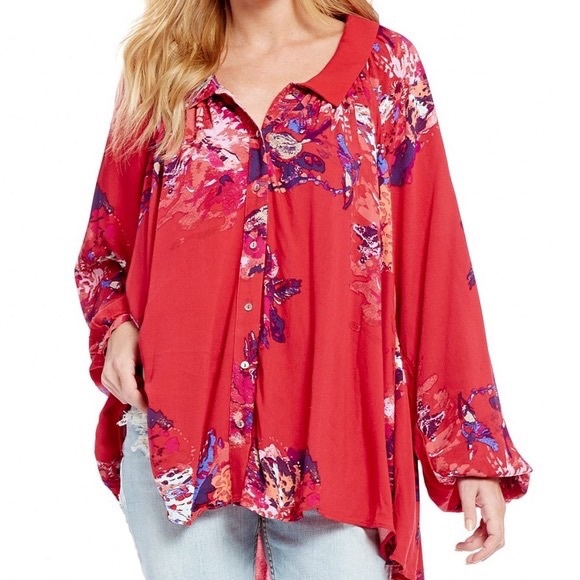 Free People Meadow Lark Blouse in Red - Picture 4 of 7